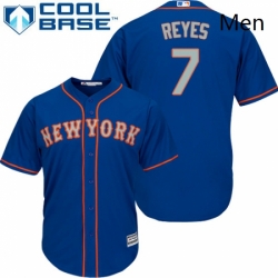 Mens Majestic New York Mets 7 Jose Reyes Replica Royal Blue Alternate Road Cool Base MLB Jersey