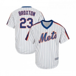 Mens New York Mets 23 Keon Broxton Replica White Alternate Cool Base Baseball Jersey 