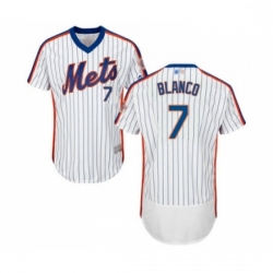 Mens New York Mets 7 Gregor Blanco White Alternate Flex Base Authentic Collection Baseball Jersey