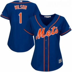 Womens Majestic New York Mets 1 Mookie Wilson Authentic Royal Blue Alternate Home Cool Base MLB Jersey