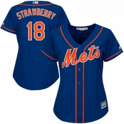 Womens Majestic New York Mets 18 Darryl Strawberry Replica Royal Blue Alternate Home Cool Base MLB Jersey