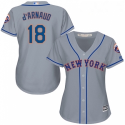 Womens Majestic New York Mets 18 Travis dArnaud Replica Grey Road Cool Base MLB Jersey