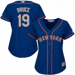 Womens Majestic New York Mets 19 Jay Bruce Replica Royal Blue Alternate Road Cool Base MLB Jersey 