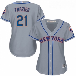 Womens Majestic New York Mets 21 Todd Frazier Authentic Grey Road Cool Base MLB Jersey 