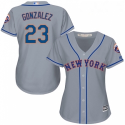 Womens Majestic New York Mets 23 Adrian Gonzalez Authentic Grey Road Cool Base MLB Jersey 