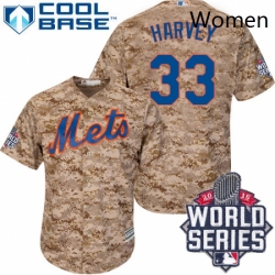 Womens Majestic New York Mets 33 Matt Harvey Replica Camo 2015 World Series MLB Jersey