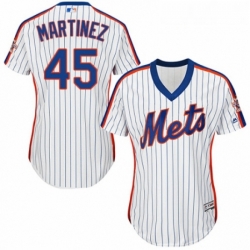 Womens Majestic New York Mets 45 Pedro Martinez Authentic White Alternate Cool Base MLB Jersey 