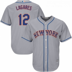 Youth Majestic New York Mets 12 Juan Lagares Authentic Grey Road Cool Base MLB Jersey