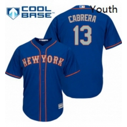 Youth Majestic New York Mets 13 Asdrubal Cabrera Replica Royal Blue Alternate Road Cool Base MLB Jersey