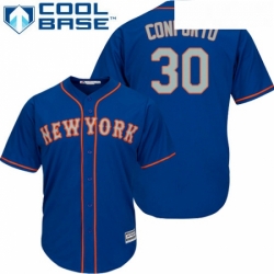 Youth Majestic New York Mets 30 Michael Conforto Authentic Royal Blue Alternate Road Cool Base MLB Jersey