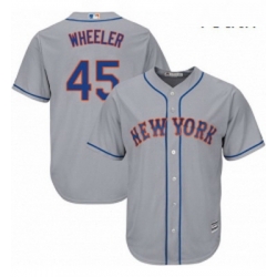 Youth Majestic New York Mets 45 Zack Wheeler Replica Grey Road Cool Base MLB Jersey