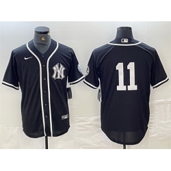 Men New York Yankees 11 Anthony Volpe Black Cool Base Stitched Baseball Jersey 3