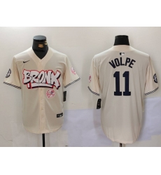 Men New York Yankees 11 Anthony Volpe Cream The Bronx Graffiti V2 Vapor Limited Stitched Baseball Jersey 1