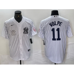 Men New York Yankees 11 Anthony Volpe White Cool Base Stitched Baseball JerseyS 11