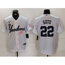 Men New York Yankees 22 Juan Soto White Cool Base Stitched Baseball Jersey 1