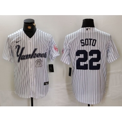 Men New York Yankees 22 Juan Soto White Cool Base Stitched Baseball Jersey 3