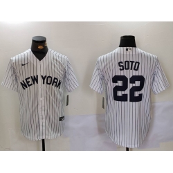 Men New York Yankees 22 Juan Soto White Cool Base Stitched Baseball Jersey 3