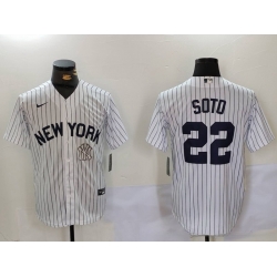 Men New York Yankees 22 Juan Soto White Cool Base Stitched Baseball Jersey