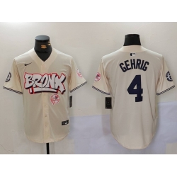 Men New York Yankees 4  Lou Gehrig The Bronx Graffiti V2 Vapor Limited Stitched Baseball Jersey 3