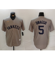 Men New York Yankees 5 Joe DiMaggio Grey Cool Base Stitched Baseball Jersey