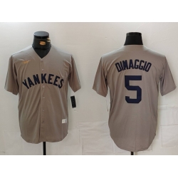 Men New York Yankees 5 Joe DiMaggio Grey Cool Base Stitched Baseball Jersey