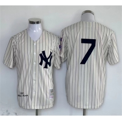 Men New York Yankees 7 Mickey Mantle Cream Cool Base Stitched Baseball Jersey