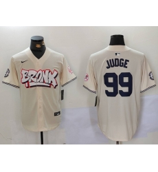 Men New York Yankees 99 Aaron Judge Cream The Bronx Graffiti V2 Vapor Limited Stitched Baseball Jersey