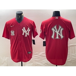 Men New York Yankees Big Logo Red Cool Base Stitched Baseball Jersey 15