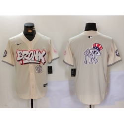 Men New York Yankees Blank Cream The Bronx Graffiti V2 Vapor Limited Stitched Baseball Jersey 6 622