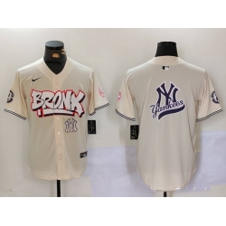 Men New York Yankees Blank Cream The Bronx Graffiti V2 Vapor Limited Stitched Baseball Jersey 7