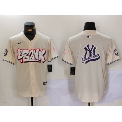 Men New York Yankees Blank Cream The Bronx Graffiti V2 Vapor Limited Stitched Baseball Jersey 8