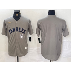 Men New York Yankees Blank Grey Cool Base Stitched Baseball Jersey 001