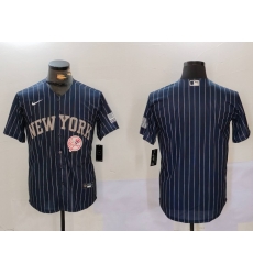 Men New York Yankees Blank Navy Cool Base Stitched Baseball Jersey 5