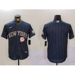 Men New York Yankees Blank Navy Cool Base Stitched Baseball Jersey 5