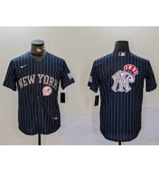 Men New York Yankees Navy Team Big Logo Cool Base Stitched Baseball Jersey 001