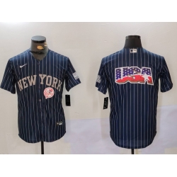 Men New York Yankees Navy Team Big Logo Cool Base Stitched Baseball Jersey 17