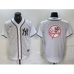 Men New York Yankees White Team Big Logo Cool Base Stitched Baseball Jersey 13