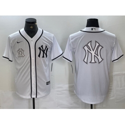 Men New York Yankees White Team Big Logo Cool Base Stitched Baseball Jersey 27