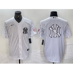 Men New York Yankees White Team Big Logo Cool Base Stitched Baseball Jersey 4