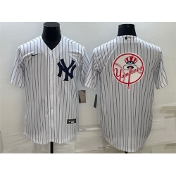 Men New York Yankees White Team Big Logo Cool Base Stitched Baseball Jersey