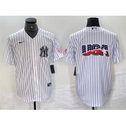 Men New York Yankees White Team Big Logo Cool Base Stitched Baseball Jersey 9