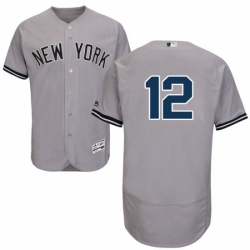 Mens Majestic New York Yankees 12 Wade Boggs Grey Road Flex Base Authentic Collection MLB Jersey