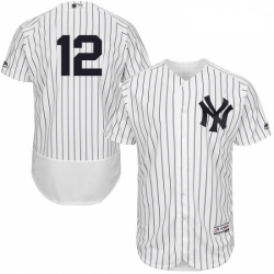 Mens Majestic New York Yankees 12 Wade Boggs White Home Flex Base Authentic Collection MLB Jersey