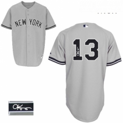 Mens Majestic New York Yankees 13 Alex Rodriguez Authentic Grey Road Autographed MLB Jersey