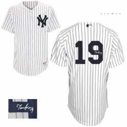 Mens Majestic New York Yankees 19 Masahiro Tanaka Authentic White Home Autographed MLB Jersey