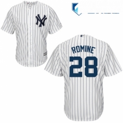 Mens Majestic New York Yankees 28 Austin Romine Replica White Home MLB Jersey