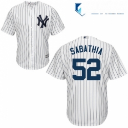 Mens Majestic New York Yankees 52 CC Sabathia Replica White Home MLB Jersey