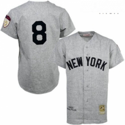 Mens Mitchell and Ness 1951 New York Yankees 8 Yogi Berra Authentic Grey Throwback MLB Jersey