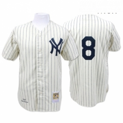 Mens Mitchell and Ness 1951 New York Yankees 8 Yogi Berra Replica Cream Throwback MLB Jersey