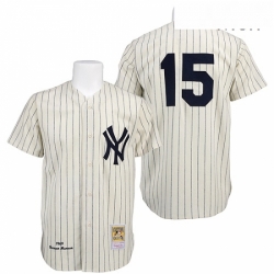 Mens Mitchell and Ness 1969 New York Yankees 15 Thurman Munson Replica Cream Throwback MLB Jersey